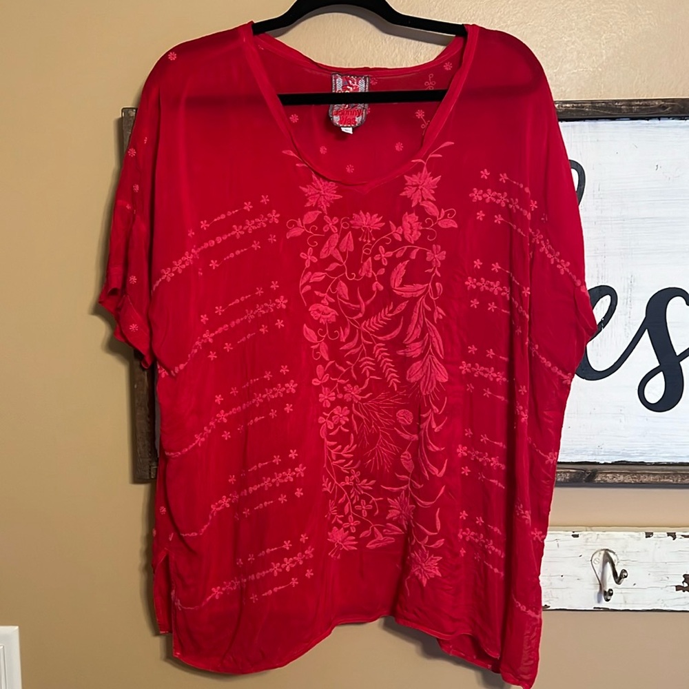 Johnny Was Red Blouse Top